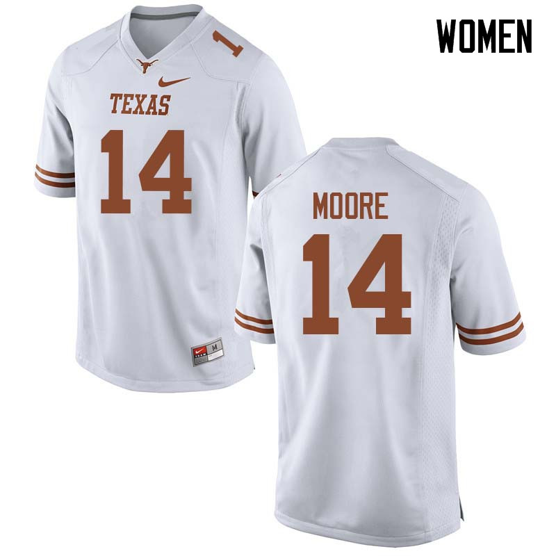 Women #14 Joshua Moore Texas Longhorns College Football Jerseys Sale-White
